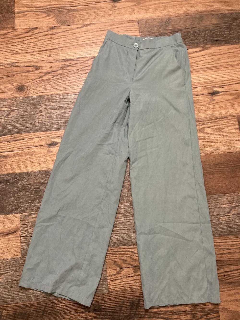 Aldo Martins Women’s Pants Sz 2 Sage Green Wide Leg High Rise 26” Waist